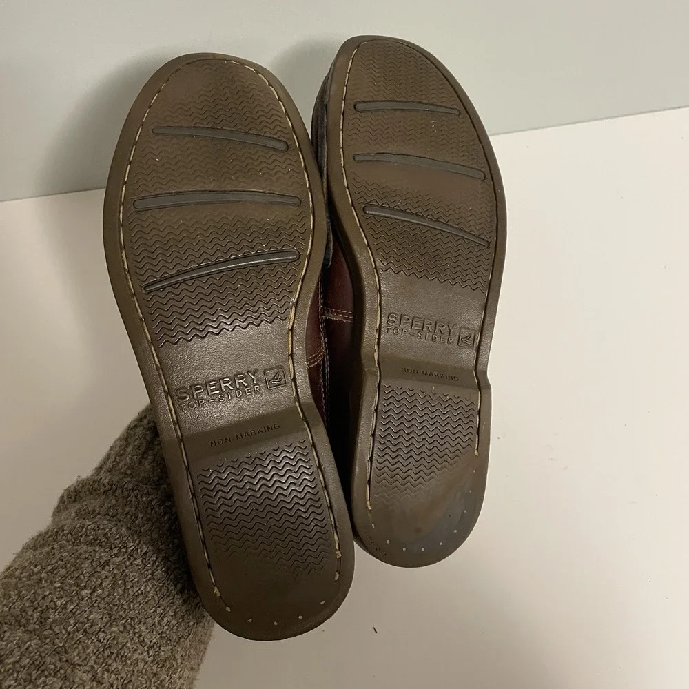 Sperry‎ Top-Sider Boat Shoes Mens 9M Dark Brown Leather Mako 2-Eye Casual Deck